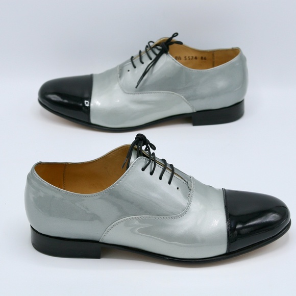 DIEPPA RESTREPO Joe Patent Leather Silver/Black Oxfords Brogues Women - Picture 6 of 15